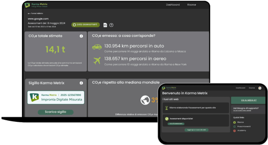 Piattafomra-calcolo-emissioni-sito-web-sostenibilita-digitale-karma-metrix