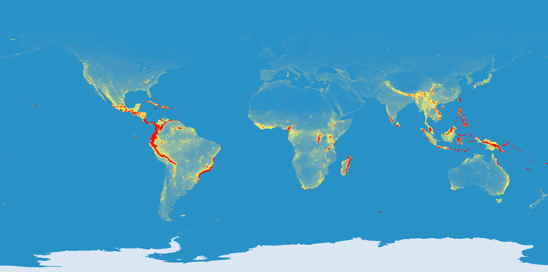 MAP IUCN Red List species highlights the hotspot areas